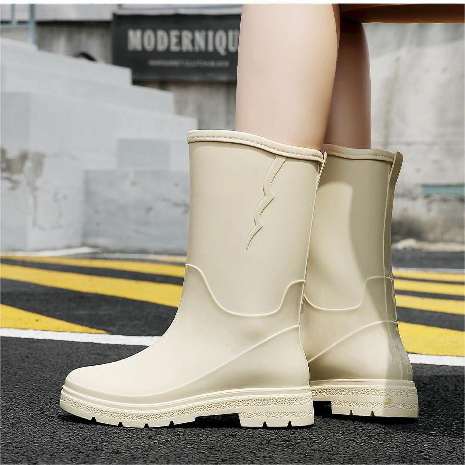 HISEA Women's Mid Calf Rain Boots Waterproof Garden Jamaica