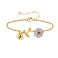 thumbnail image 1 of TINGN Initial Sunflower Bracelets for Girls Women 14k Gold Plated Sunflower Bracelets, 1 of 6