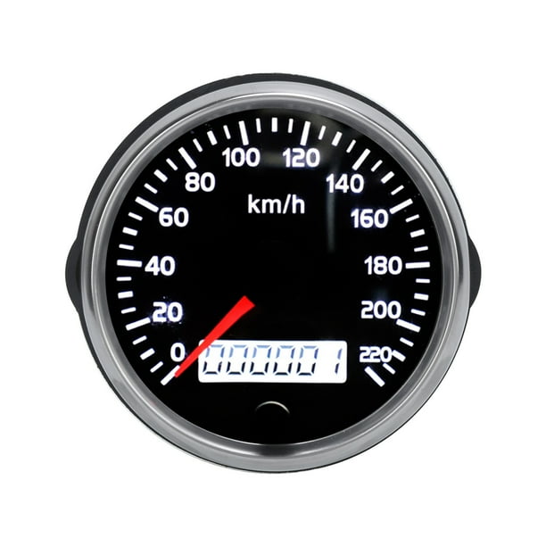 Medidor de velocidad de 85 mm 0-220 km/h Pantalla LCD de puntero 2 en 1 12 V/24 V para coche camión barco