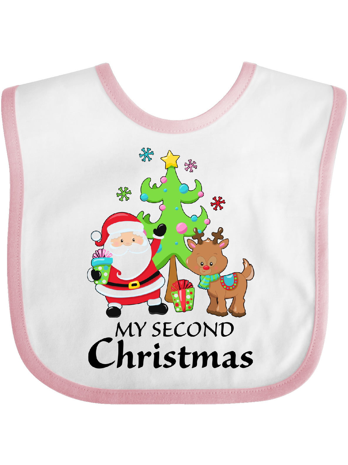 Kids Baby Set of 2 Christmas Baby Bibs Santa Claus Father Xmas and Reindeer 