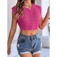thumbnail image 6 of Women'S Summer Knit Sweater Vest Cap Sleeve Casual Trendy Crew Neck Ribbed Pullover Tank Tops, 6 of 9