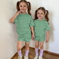 thumbnail image 4 of Grblisyd Summer Outfits for Girls Casual Plaid Cute Short Sets Loose Short Sleeve T Shirts Top and Shorts Fashion Clothes Army Green 11-12Y, 4 of 6