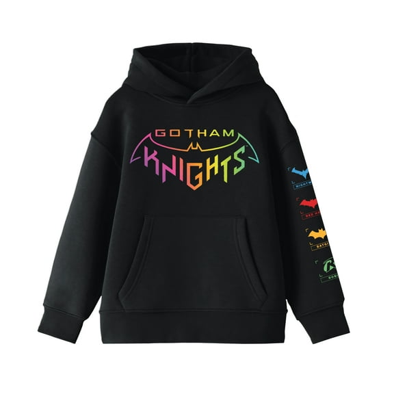 DC Comic Book Gotham Knights Ombre Print Youth Boys Black Hoodie- M