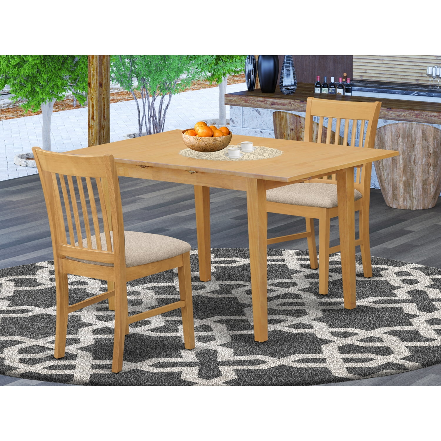 NOFK3-OAK-C 3 Pc Kitchen nook Dining set - small Kitchen Table and 2