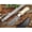 White, variant on 9" Long hand forged Damascus steel full tang Skinning Knife, Natural Bull horn with Brass Bolster scale, Cow hide Leather sheath