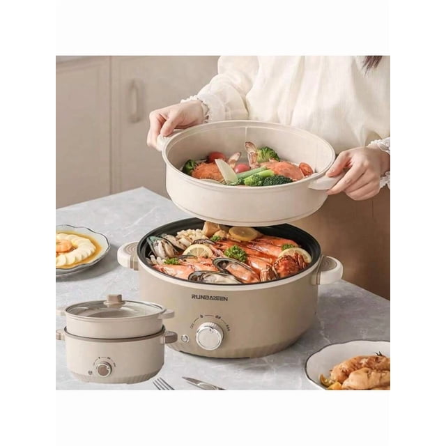 3L Multi-Function Electric Rice Cooker, Single/Double Layer Electric Rice Cooker, Suitable For Hot Pot, 1-3 Person Household Non-Stick Pot, Hot Pot Electric Rice Cooker, Cookware