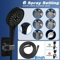 thumbnail image 6 of 10" Black Rain Shower Head with Handheld Spray Rainfall Showerhead with 6 Settings Hand Held Shower Built-in Power Wash for Cleaning + 12" Shower Head Extension Arm,79" Shower Hose, 6 of 7