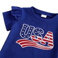 thumbnail image 6 of lnmuld Independence Day Toddler Girls 4th of July Outfit Set USA Embroidery Ruffle Sleeve Top and American Flag Flare Pants for Baby Girls Size:3-4 Years, 6 of 8