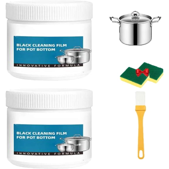 Powerful Burnt Residue Remover Paste For Cookware, Black Cleaning Film For Pot Bottom, Pot Cleaner For Bottom Of Pans, Stainless Steel Pot Cleaner, Suitable For Multiple Cookware Types. (2Sets)