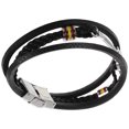 thumbnail image 4 of 1 pieza de pulsera de punto de cuero PU suave punk a la moda, diseño de guitarra, brazalete multicapa (negro), 4 of 4