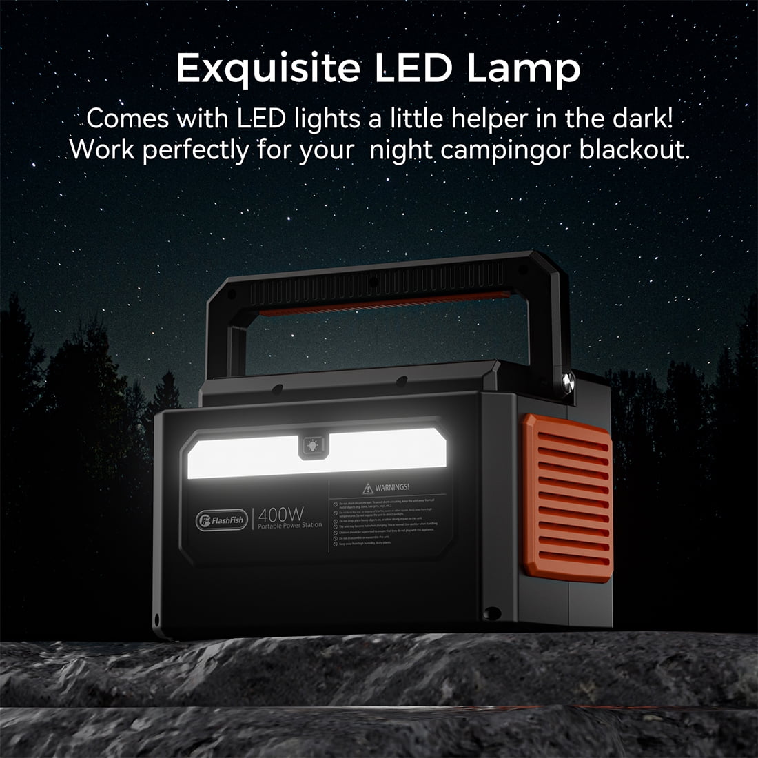 Flashfish Portable Power Station 400W with 100W Solar Panel, Solar Generator 800W Peak AC Output for Camping, Home Backup, Emergency, Outdoor