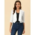 thumbnail image 5 of Unique Bargains Women's Chiffon Bolero Shrug Blazer 3/4 Ruched Sleeve Cardigans M White, 5 of 6