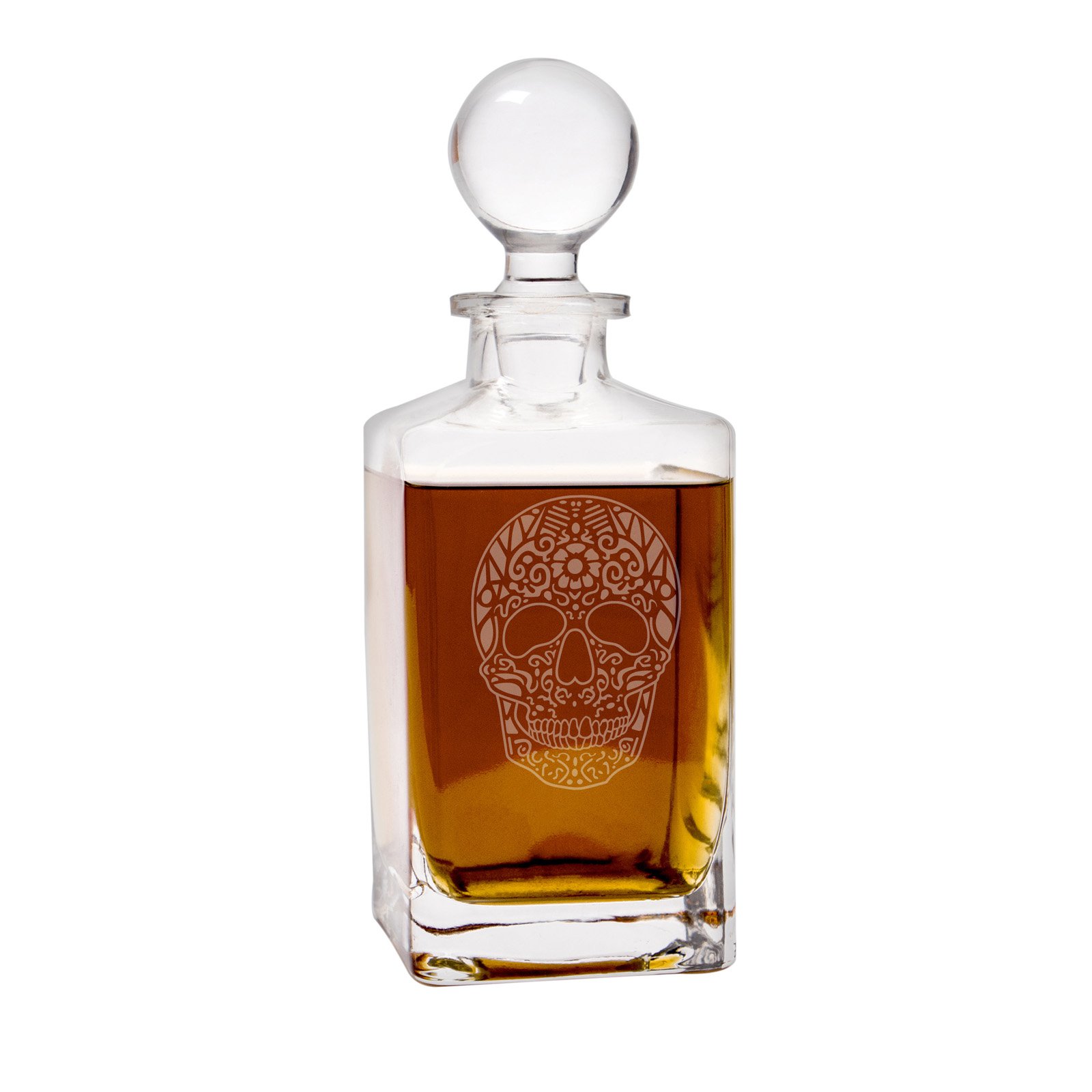 Sugar Skull 32 oz. Square Whiskey Decanter