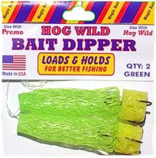 4  Packs  Magic Bait  Hog Wild Bait BIGN GREEN  Dipper Hooks 2/Pk Treble