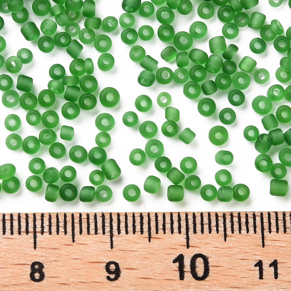Glass Seed Beads Frosted Colors Round Green 2mm
