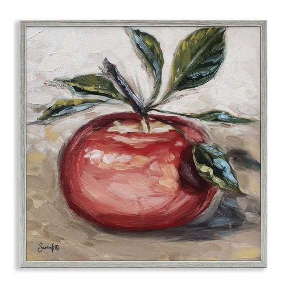 Stupell Industries French Country Traditional Apple Gray Framed Giclee Art, 24 x 24, by Sara G. Designs