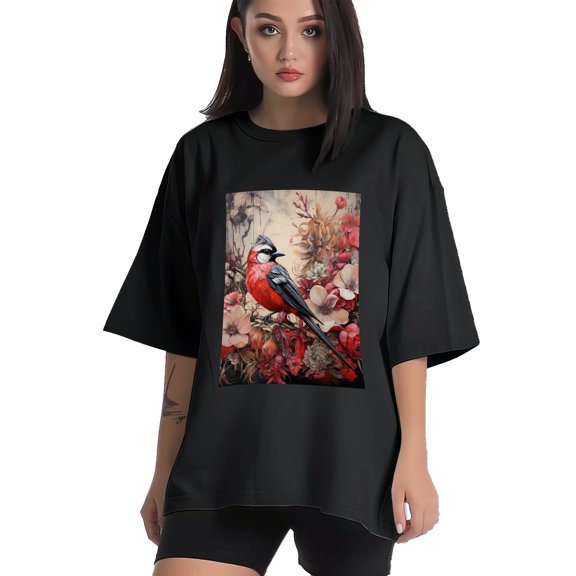 Plus Size Shirt for Women Black Tops for Women Short Sleeves Shirt for Women Birds1 T Shirt Crewneck Shirt for Women XS