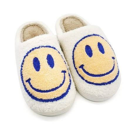 

Fuzzy Slippers for Women Men Smiley Face Plush Cotton Couple Slippers Comfort Indoor Outdoor Cozy Trendy Slip-On Slipper
