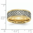 thumbnail image 5 of Titanium Scroll Design Yellow IP-plated Grooved Edge Brushed/Polished Band, 5 of 9