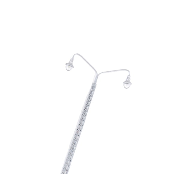 Injueey Modelo de lámpara de vía férrea, farola clásica a escala 1:87, diseño de construcción, luz LED de parque de cabezales, Artesanía Plata (luz cálida)