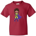thumbnail image 3 of Inktastic African American Girl, Superhero Girl, Purple Cape Youth T-Shirt, 3 of 5