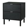 thumbnail image 4 of Sango Merk Black 2-Drawer Nightstand, Grooved Front and Cylindrical Legs, 4 of 8