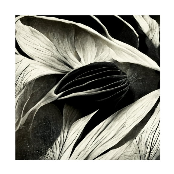 Canvas Wall Art - Ray Heere 'Flowers Black White 2' Wall Art for Living Room, Bedroom, or Office Décor by Trademark Fine Art - 14 x 14 Inches