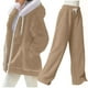 thumbnail image 2 of HongQid Womens 2 Piece Sweatsuit Set Sherpa Winter Coats Fleece Zip Up Jackets Warm Plush Hooded Plus Size Winter Coats Oversized Fuzzy Jackets with Pants, 2 of 9