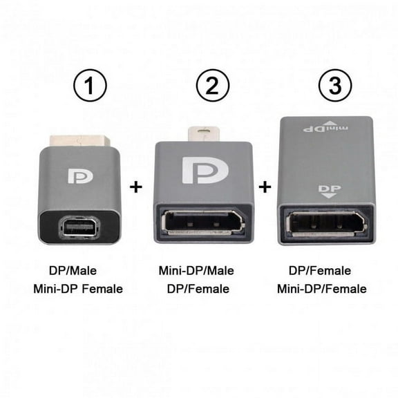 FVH, WMC-FVH-DP-033 Brand New High-Quality 3-piece Set, Mini DisplayPort 1.2 4K 60hz, Grey