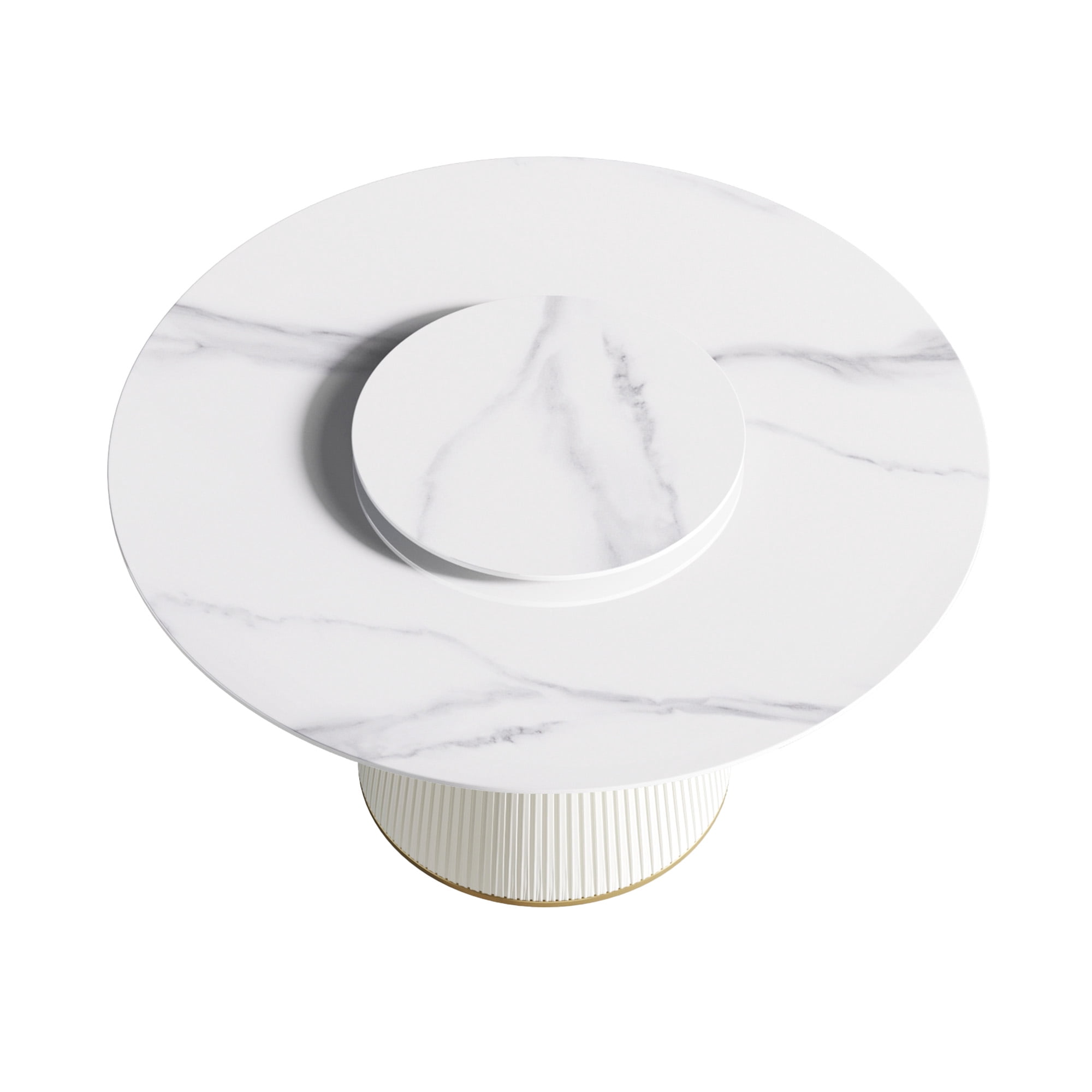 LovingAHome 53" Modern White Marble Sintered Stone Round Kitchen Dining Table with White (Only Table)