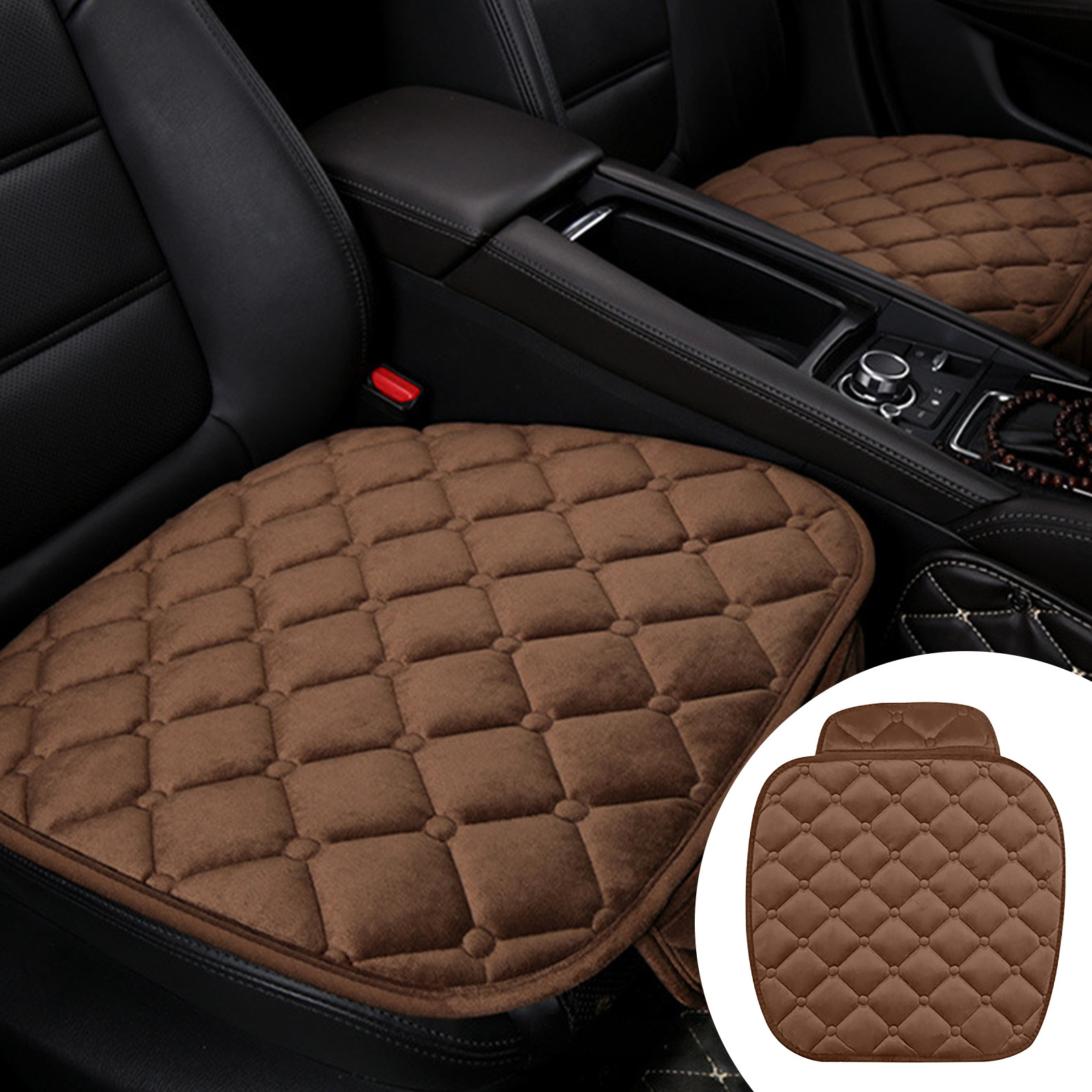  Warm Car Seat Cover Front Plush Rear Pad Cushion Auto Protector  for Winter Soft (Black) : Automotive
