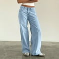 thumbnail image 3 of Cyglowse Women's Y2k Low Rise Baggy Jeans Washed Straight Wide Leg Denim Pants Casual Loose Vintage Fit Boyfriend Jean Denim Pants Sky Blue M, 3 of 6
