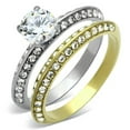 thumbnail image 1 of Women Two-Tone IP Gold Stainless Steel Ring with AAA Grade CZ in Clear - Size 8, 1 of 1