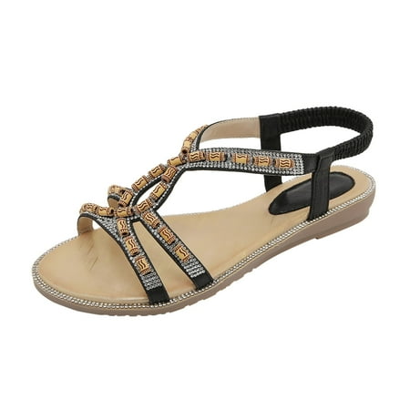 

Womens Sandals Roman Style Gladiator Open Toe Slingback Flat Shoes Summer Sandals Women