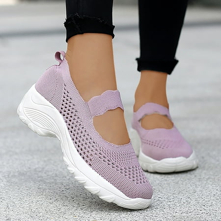 

Summer Women s Hollow Out Wedge Sport Fashion Mesh Sneakers Slip On Shoes Women Canvas Sneakers Rainbow Steel Toe Sneakers for Women Lightweight Women Sneakers Womens Retro Sneakers Women Walking
