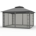 thumbnail image 6 of COOS BAY 13x11 Patio Outdoor Gazebo with Mosquito Netting, Two-Tier Canopy Tent with Screen Wall for Backyard, Lawn and Garden, Gray, 6 of 6
