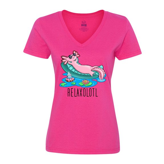 Inktastic Relaxolotl- Cute Axolotl on Summer Vacation Women's V-Neck T-Shirt