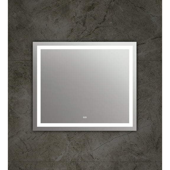 Rectangle Mirror with White LED Light and Dimmable Touch Button, Clear