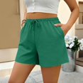 thumbnail image 4 of uublik Running Shorts Women Casual Elastic Waist Shorts Summer Beach Lightweight Short Pants with Pockets, Green, 4 of 6