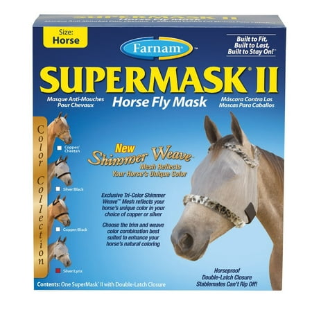 Farnam Supermask Shimmer Weave Fly Control Mesh Horses Double-Latch Silver