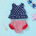 thumbnail image 6 of Younger Tree Toddler Baby Girls Summer Swimsuit Set Cute Striped Star 4th of July Swimwear Two-Piece Suit Beach Bikini for 5-6T, 6 of 8