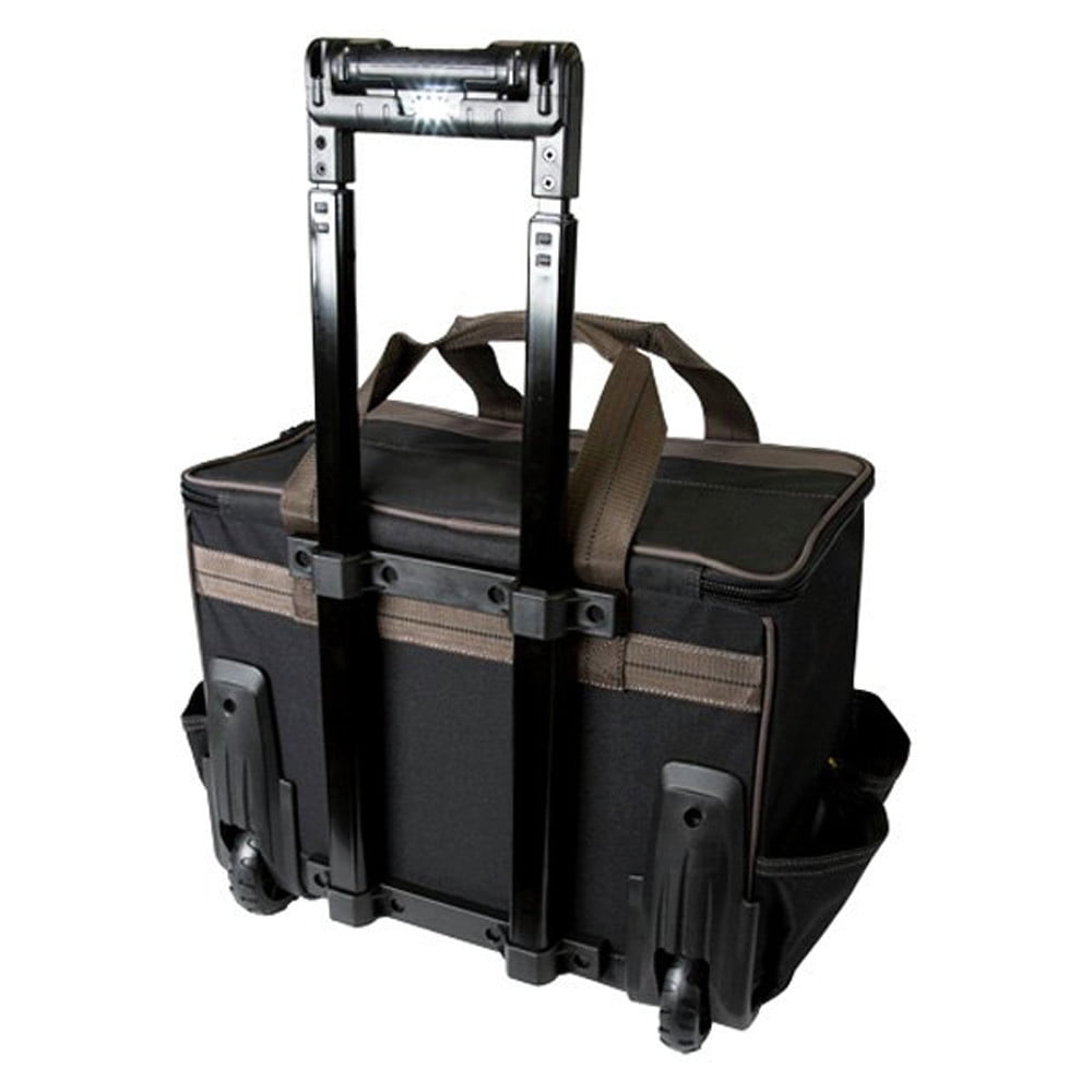 Custom Leathercraft CLC L258 TechGear Roller Tool Bag with Lighted Handle, 17 Inch
