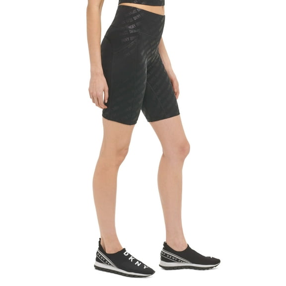 DKNY Women's Sport Printed High Waist 9 Bike Shorts Black Size Small