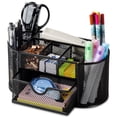 thumbnail image 1 of Deli Mesh Desk Organizer with Drawer, 8 Compartments, Black, 1 of 10