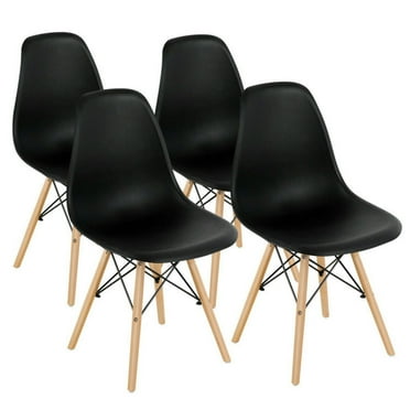 Resenkos Dining Chairs, Kitchen Chairs Trattoria Chairs,4 Pieces Modern Armless Dining Chair Set with Wood Legs-Black