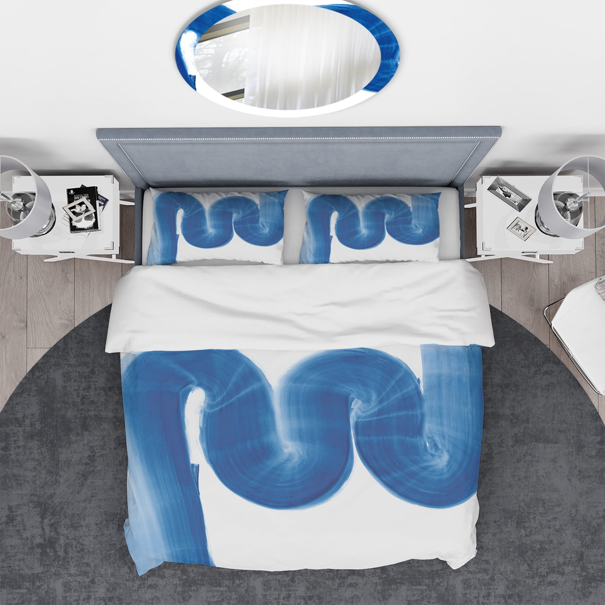 Designart 'Blue Geometric S Curve' Geometric Duvet Cover Set