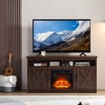 thumbnail image 3 of UHOMEPRO TV Stand with 18" Fireplace Insert, Entertainment Center with Open Shelves and Closed Cabinets for TVs, TV Cabinet for TVs up to 65", Espresso, 3 of 12