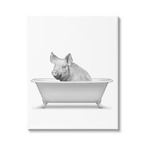 Stupell Industries Pig In Tub Bathroom Animal Animals & Insects Painting Gallery Wrapped Canvas Print Wall Art