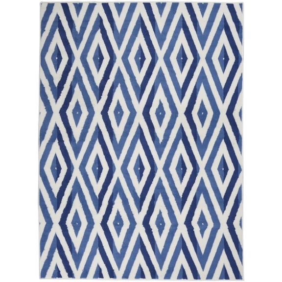 Nourison Whimsicle Modern Eclectic Ivory Blue 5' x 7' Area Rug, (5' x 7')