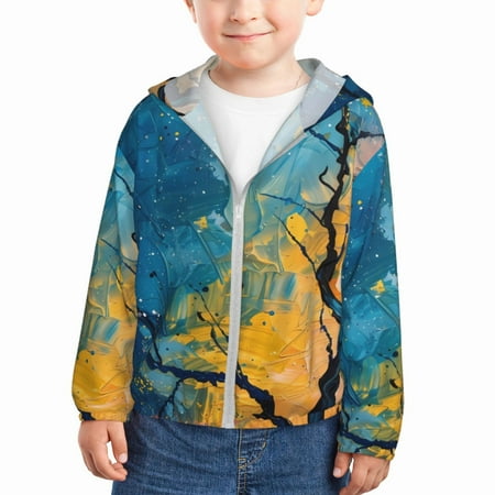 

Lukts Abstract Night Sky Tree Print Children s Long-Sleeved Sun Protection Clothing Hooded Sweatshirts for Boys and Girls Outdoor Sports-5 Years